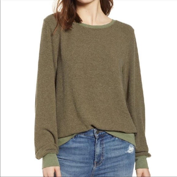 🔥WILDFOX🔥BAGGY BEACH JUMPER PULLOVER SWEATSHIRT FOREST GREEN LARGE NWT - Picture 1 of 4